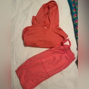 Aerie cropped hooded long sleeve and joggers size M similar color